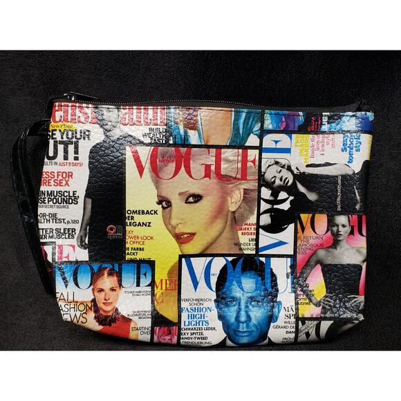 Vogue Variety Magazine Cover Clip Art Accessory Makeup Office Pouch Travel Case - Picture 3 of 8
